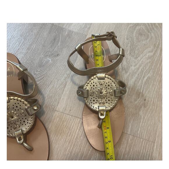 Jack Rodgers Gretchen Gold Block Heel Sandals Size 6.5 / 7 Boho Beach - Picture 7 of 8